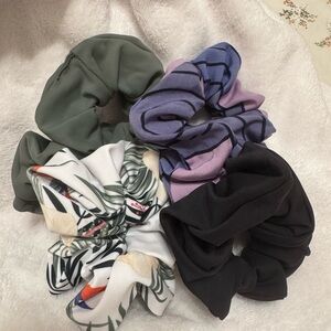 Swim Assorted Scrunchies Set - Black, Green, Purple, White